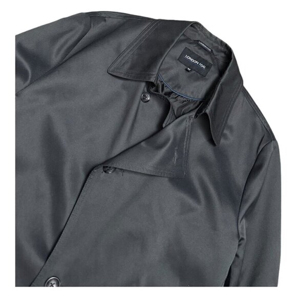 London Fog Lightweight Grey Long Trench Business Casual Designer Coat Mens Small - Picture 4 of 5